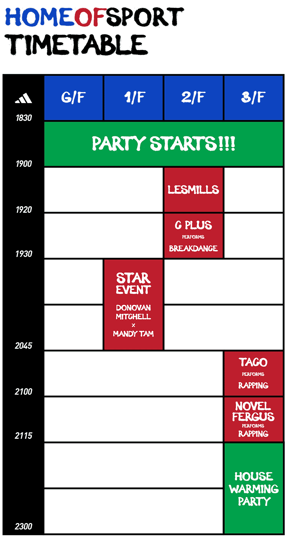 Home of Sport – Timetable